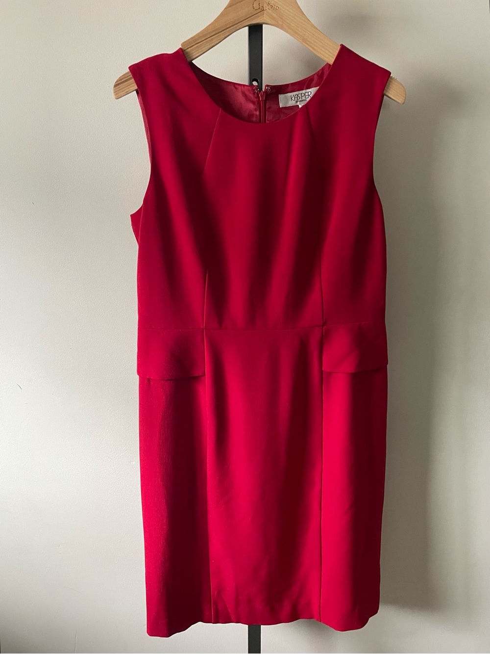 Y2K Vintage Kasper Red Sleeveless Sheath Dress Midi Office Siren Size 10